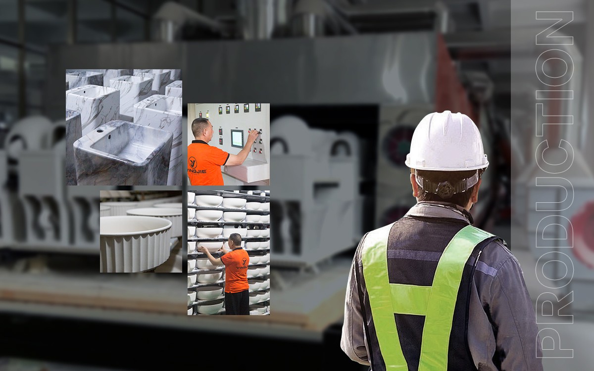 factory Hydroprinted Marble Basin